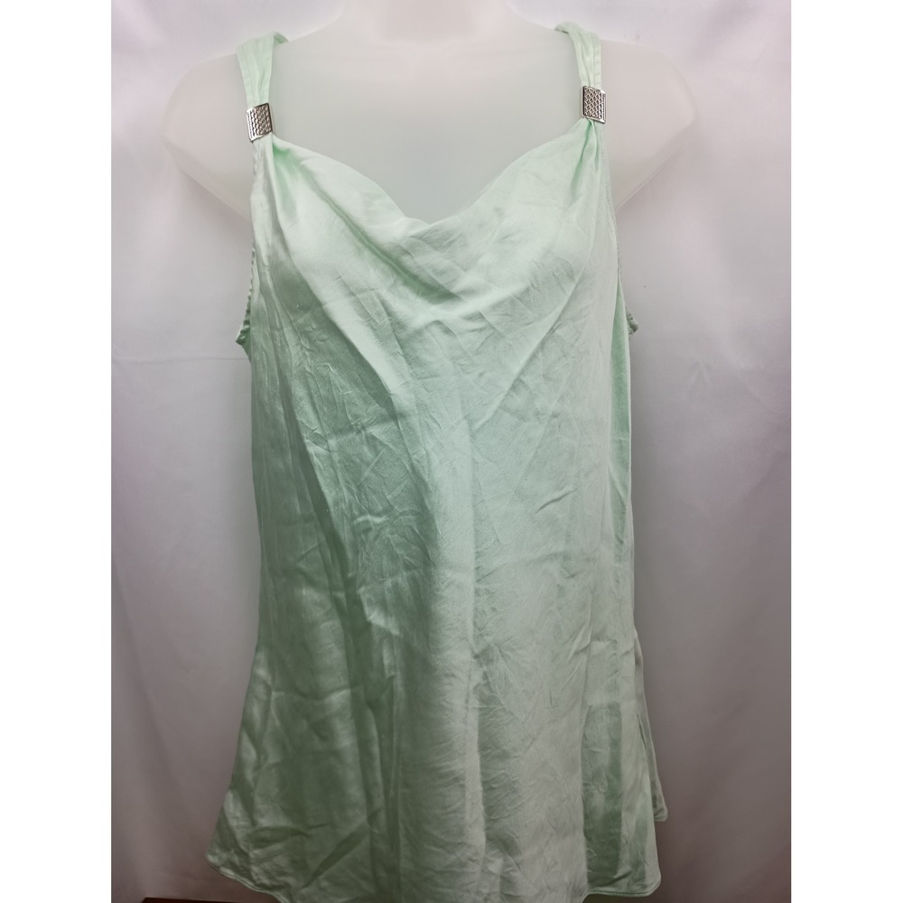 White House Black Market Mint Green Silk Blend Cowl Neck Camisole Top Size M